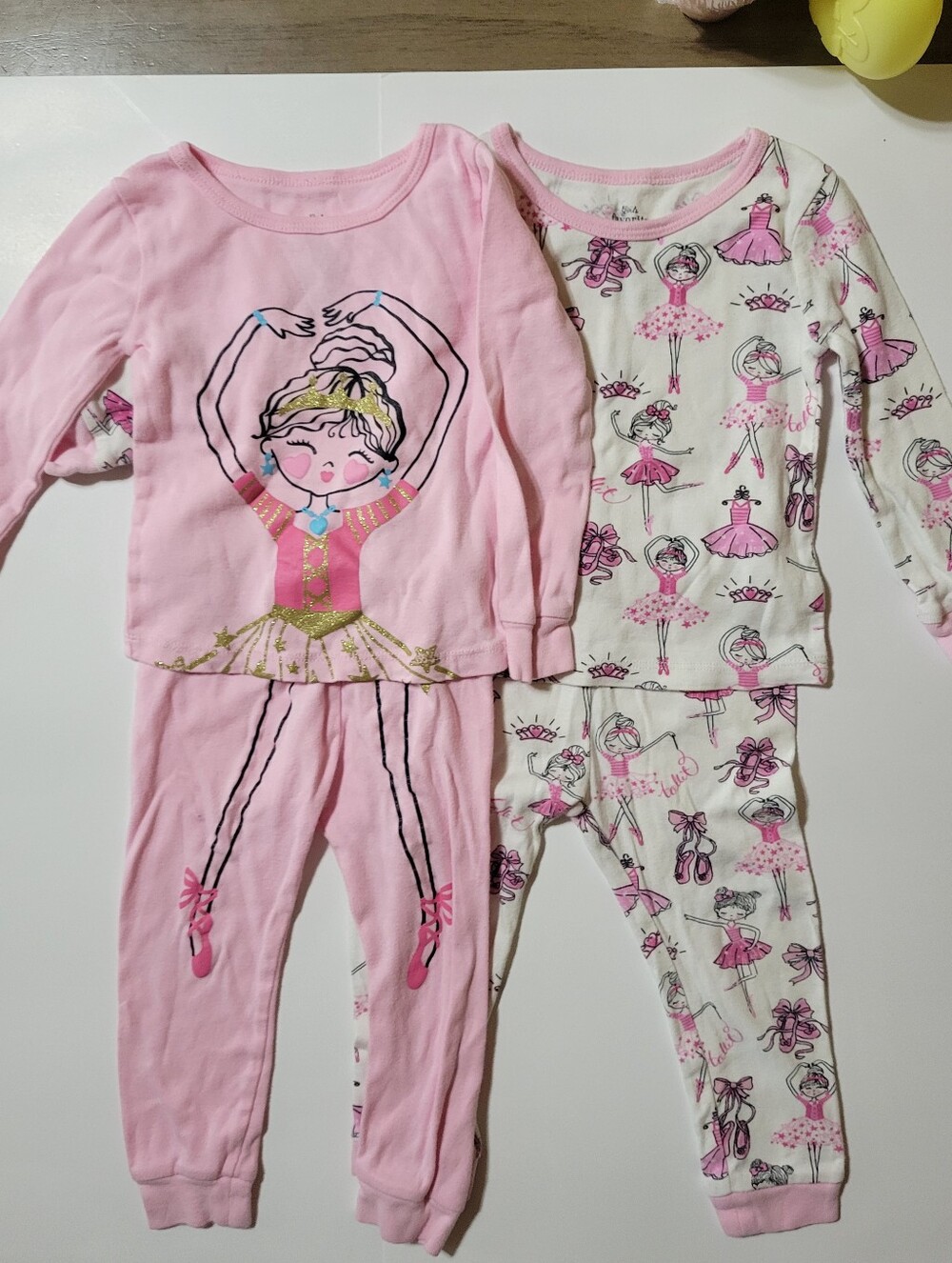 Toddler Girls 2T Pajama Set Lot Ballet Ballerina Pink Cotton Sleepwear Member’s